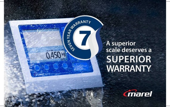 7 years superior warranty on Marel Scales