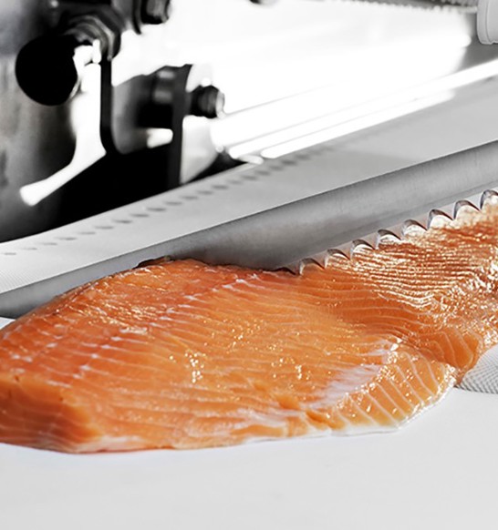 Marel's I-Cut 130 PortionCutter has advanced cutting programs to increase yield when portioning salmon